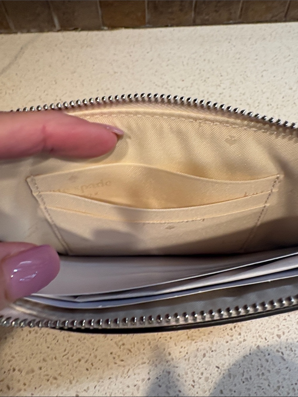 Kate Spade Lucy NWT Peach Pebbled Leather with Leather Floral Appliqué MSRP $169 - Picture 9 of 10